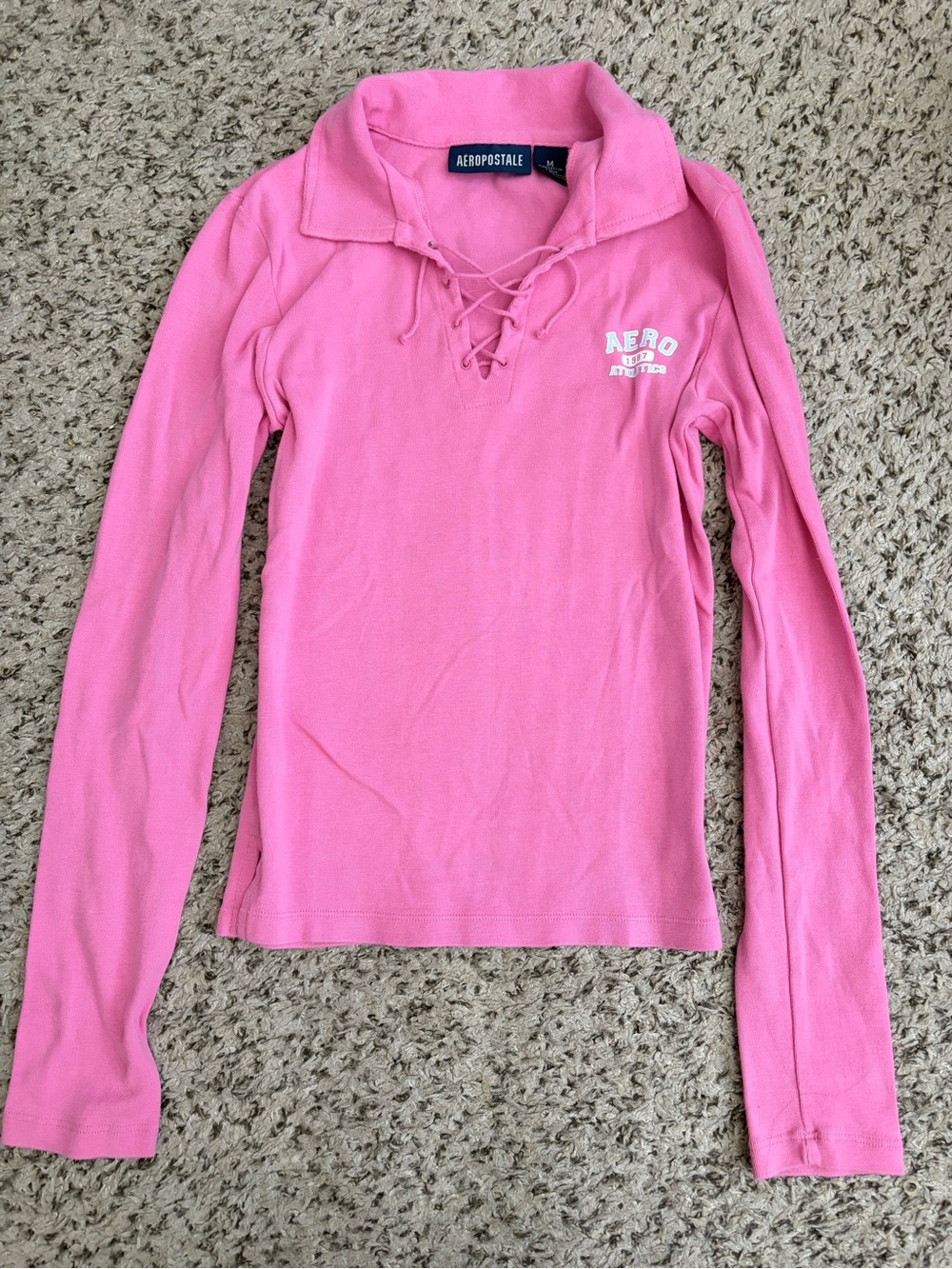 [NEW] Aeropostale Pink Lace-Up Collared Women’s Sweater